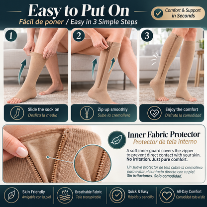 Open-Toe Zipper Compression Socks