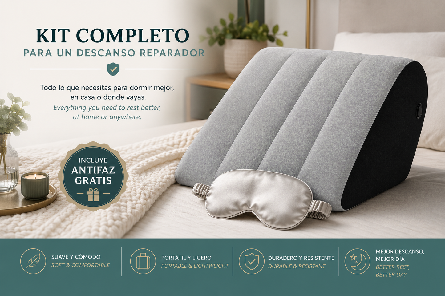 Inflatable Wedge Pillow for Better Sleep